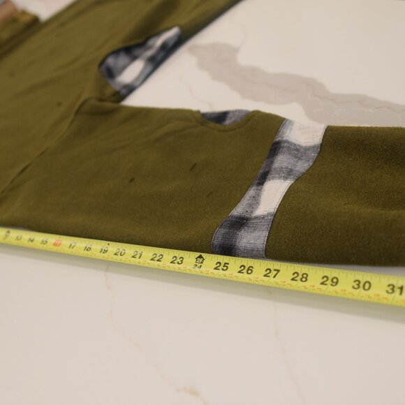 [Size L] EPTM Butcher Crewneck Acid Olive Distressed Plaid Pullover Sweatshirt - Picture 5 of 7